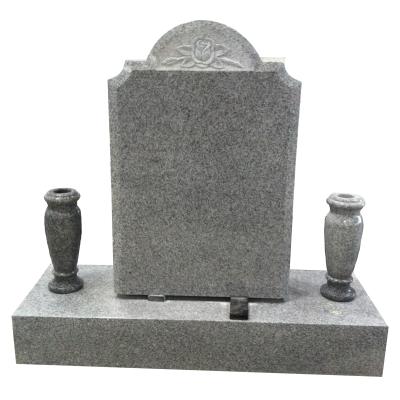 China New American Style Design Straight Chinese Gray Granite Cut Rose Headstone for sale