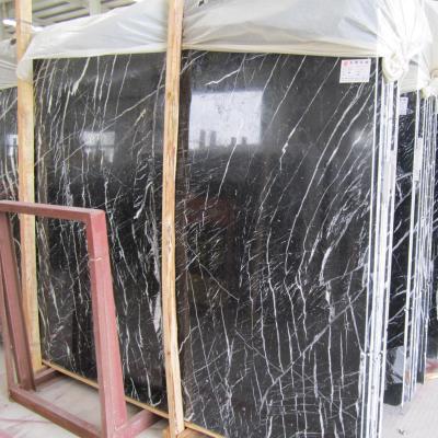 China Large Modern Polish Nero Margiua Marble Natural Slab Kitchen Slab Customized Black White High Quality Black Slab Graphic Design for sale