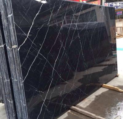 China Modern Large Slab Graphic Design Office Building Polished Marble Stone For Sale Modern Black-Marble-Floor Courtyard Nero Margiua Black for sale