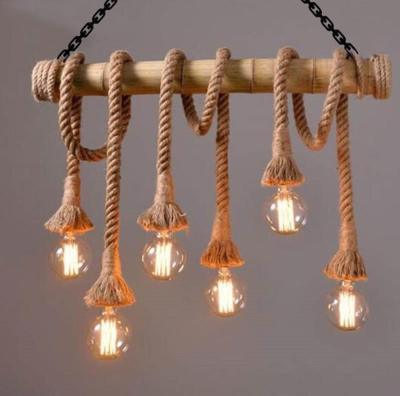 China Handmade Living Room Jute Rope Ceiling Lamp Pendant Lamp Hanging Lamp for sale