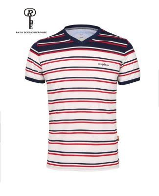 China Summer knitted striped anti-pilling men's T-shirt for sale