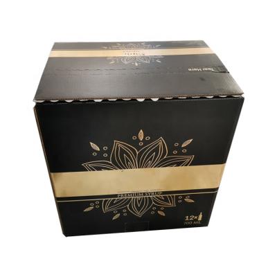 China Recycled Materials Manufacturer Custom Premium Flat Color Printed Corrugated Paper Box Juice Packaging Cardboard Box for sale