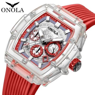 China Newest brand 6811 automatic date ONOLA style square quartz watches watch simple for men's wristwatch for sale