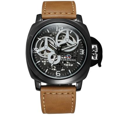 China Casual Fashion Leather Male Mechanical Watches Hollow Mechanical Watch Automatic Date Men's Watch for sale