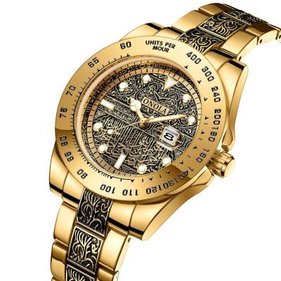 China Gold Quartz Brand Gold Date ONOLA Luxury Analog Water Resistant Automatic Wristwatch Steel Casual Gentlemen's Watch for sale