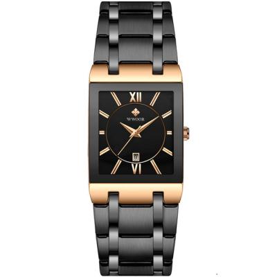 China Automatic date RTS quality brand watch luxury 8858 gold steel square men's wrist watches men's minimalist quartz watch for sale