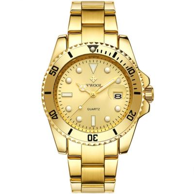 China Gold automatic luxury waterproof chronograph watch brand original fashion date quartz luminous watches for men for sale