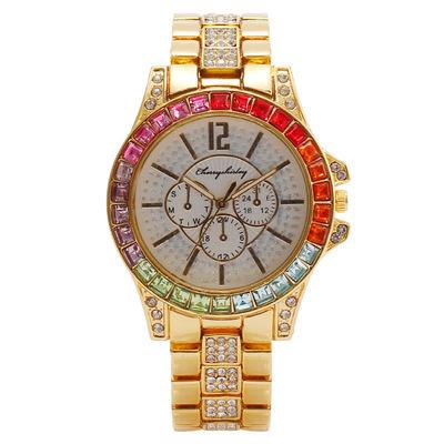 China Wholesale luxury watch men's automatic date quartz watch men's luxury top brand M1098 gold color gold diamonds custom for sale