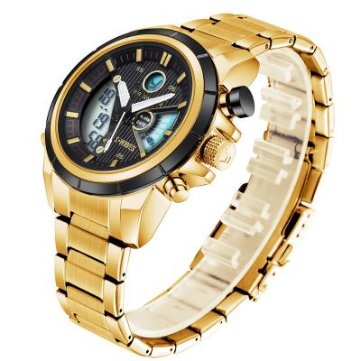 China Alarm Led Digital Watches Fashion Gold Watch For Man Quartz Watch Price Stainless Steel Luxury Wrist Watch for sale