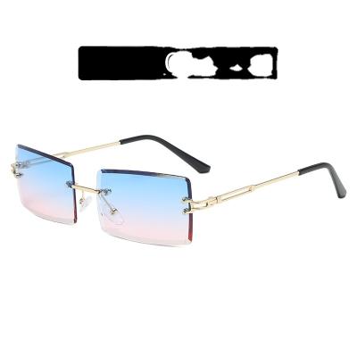 China Fashion sunglasses shape sunglasses 2022 newest in shades rectangle men women punk rimless for sale