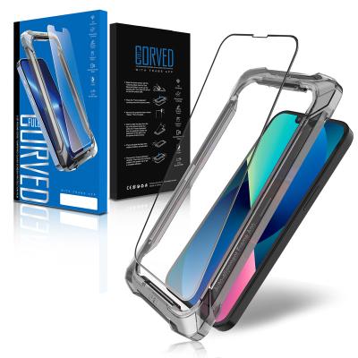 China Silk print with applicator factory wholesale mobile screen protector with design for iphone 13 tempered glass screen protector with frame 12 11 pro max for sale