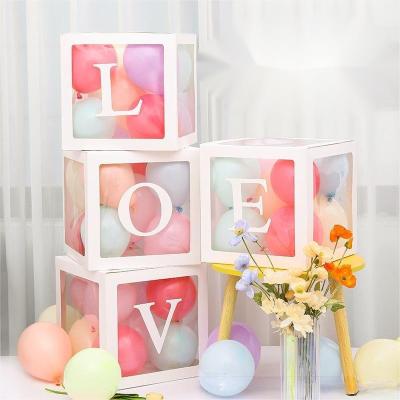 China Transparent 26 Letters Internet Celebrity Box Baby Birthday 26 Letters Love Graduation Wedding Decoration Baby Balloon Box for sale