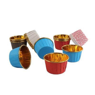 China Aluminum Tip Pan Ramekin Holders Little Pudd Cupcake 3oz Cupcake Liners Metal Baking Disposable Metallic Paper Cup Cake for sale