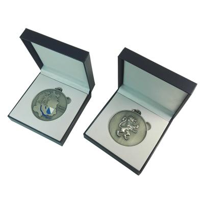 China China Custom Luxury 3D Antique Enamel Medals Region Games Medal Silver Stand With Display Box for sale