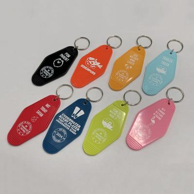 China Custom Motel Hotel Key Chain Key Chain Gifts Promotional Logo Printing Plastic Acrylic With Key Ring for sale