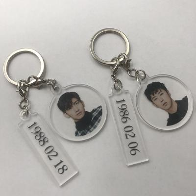 China Promotion Gifts Custom Laser Cut Print Double Side Customized Kpop Clear Acrylic Key Chain for sale