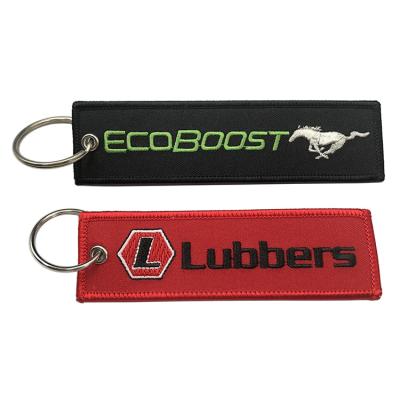 China High Quality Custom Made Cloth Embroidery Double Sides Clothes Keychain / Keytag Key Chain for sale