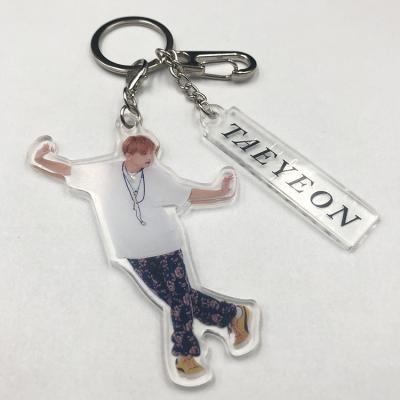 China Promotion Gifts Customized Kpop Luxury Transparent Acrylic Key Chain With Photo Book Insert Cute Accessories for sale