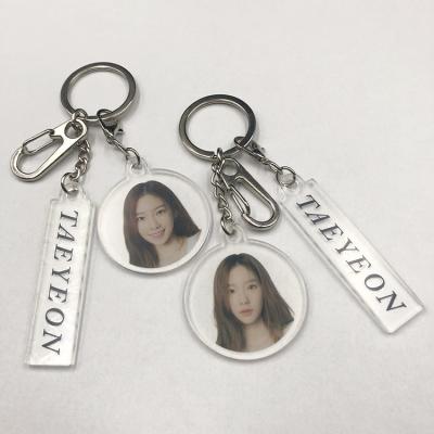 China Promotion Gifts Custom Laser Cut Clear Keychains Photo Kpop Insert Printed Acrylic Key Chain for sale