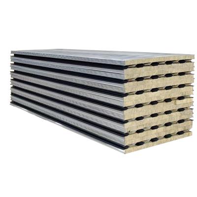 China Industrial Cheap Price Small Flat Incision Flat Wave Outdoor Rock Wool Sandwich Panel For Wall for sale