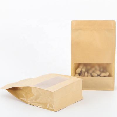 China Moisture Proof Rack Up Flat Bottom Packaging Plastic Sachet Bags With Kraft Paper Window for sale