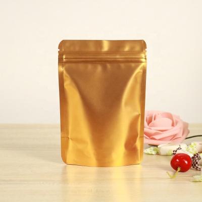 China Custom Plastic Gold Moisture Proof Pouch Coffee Bean Packaging Zipper Aluminum Foil Tea Standup Pouch Bag for sale