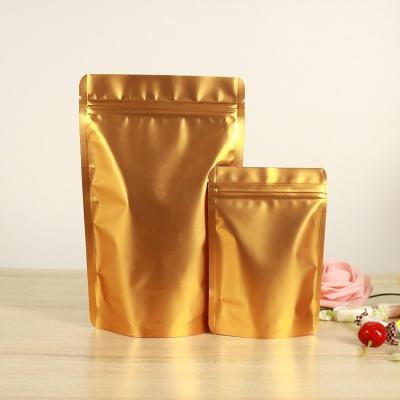 China Aluminum Foil Plastic Packaging Zipper Bag Moisture Proof Gold for sale