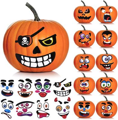 China Decorative Sticker Halloween Pumpkin Face Decorating Stickers 8 Sheets Pumpkin Stickers For Kids for sale