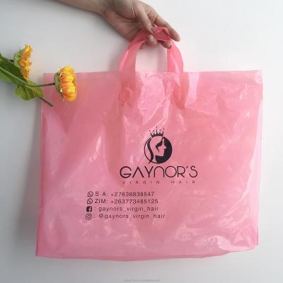 China Recyclable Eco-friendly Custom Printed Logo Clothes Shopping Poly PE Plastic Shopping Bag With Soft Loop for sale