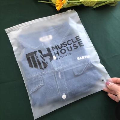 China Eco-friendly Recyclable Custom Printed Zipper Lock Biodegradable Frosted Seal Bag For Clothes Shirt Swimwear Packaging for sale