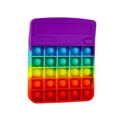 China Wonderful Kawaii Chlidren Sensory Autism Gift Special Needs Rainbow Colors Push Bubble Calculator Kids Wiggle Toys for sale