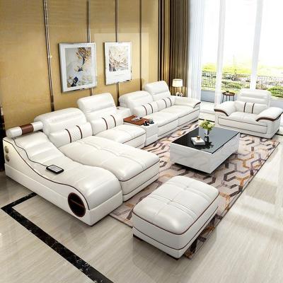 China Massage 2021 Popular New Products Massage Function Furniture Living Room Sofa Set Leather Sectional Sofa for sale