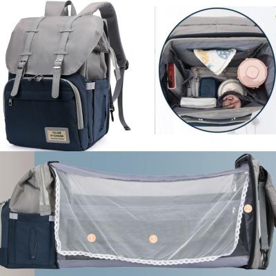 China With USB Large Capacity Baby Diaper Bag Waterproof Backpack With Strap Diaper Backpack With Bed Mosquito Net Diaper Changing Maternity for sale