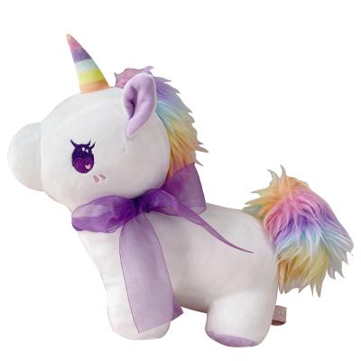 China Funny Rainbow Unicorn Soft Toy With Wings Lying on Front Stuffed Unicorn Plush Toy for sale