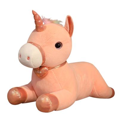 China Funny Custom Plush Stuffed Toy Soft Pink &yellow Rainbow Horn Unicorn Unicorn For Kids Gifts for sale