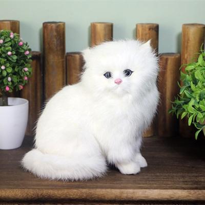 China Sit Realistic Persian Cat Decoration Crouching Animal Models White Cats Stuffed Dolls Kids Handmade Realistic Plush Toys Home Gift for sale