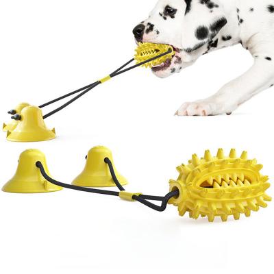 China Viable Colors Bright Non-Toxic Dog Float Suction Cup Dog Chew Rope Rubber Ball for sale