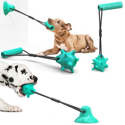 China Viable Cleaning Interactive Chewing Dog Toy Suction Cup With Rope Pet Three Piece Extra Durable Teeth Set for sale