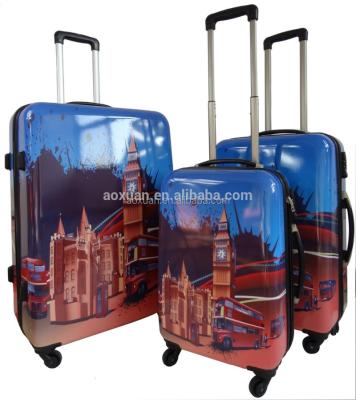 China Waterproof Luggage Trolley Bag London Printed ABS PC Luggage Fashion Travel Bags Cabin Bags/Youth Large Size Luggage for sale