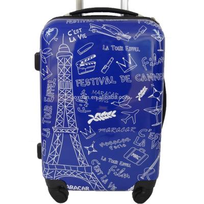 China Newest Personalized Eiffel Tower Printing PC/ABS Waterproof Luggage Trolley Bag Hard Shell Suitcase Sets for sale