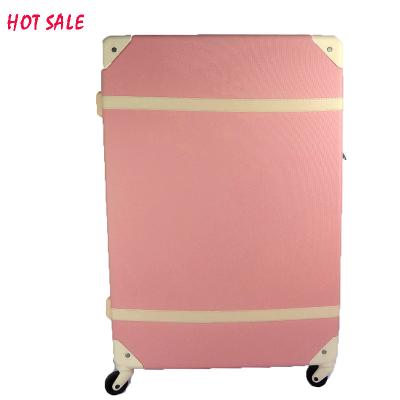 China Waterproof Luggage Trolley Bag Pink Vintage Style Luggage Suitcase With Wheel for sale