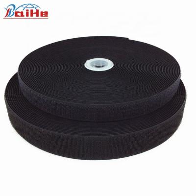 China Workable Nylon and Polyester 10mm-25mm width black white hook and loop tape in stock for sale