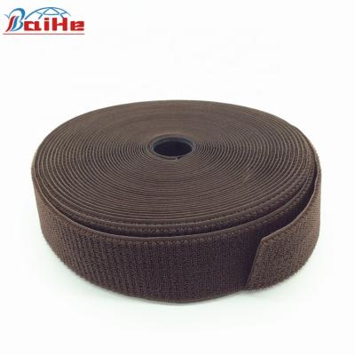 China Hot-selling High Quality Colored Brown Sustainable Sew On Nylon Industrial Unbrush 50mm Unnapped Loop Fastener Tape for sale