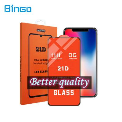 China Korean Anti BI Broken Glue Mobile Phone Screen Protector 9H Tempered Glass 21D For Samsung iphone 13 Pro Max for sale