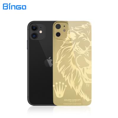 China Hot Selling 24k Gold High EM Aluminum Glass Electroplate PMMA 9H Back Sticker For iPhone 12 Pro Max Back Cover Film Anti-scratch Screen Protector for sale