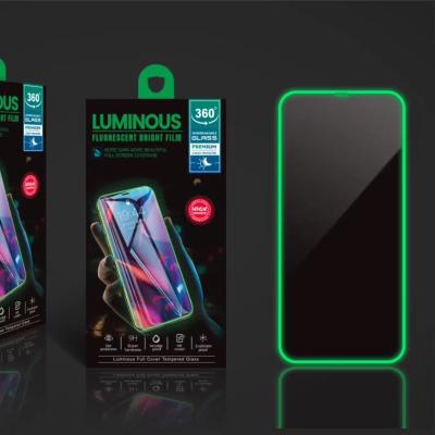 China Anti-fingerprint BI Tempered Glass 9H Luminous Mobile Phone Screen Protector For iPhone Huawei Samsung OPP MI for sale