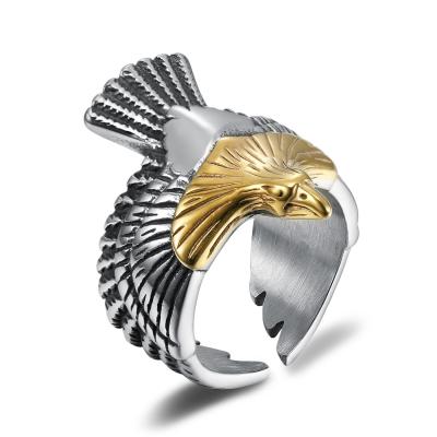 China CLASSIC Eagle Ring European Stainless Steel Available In Stock Mens Open Eagle Jewelry Free Ring for sale