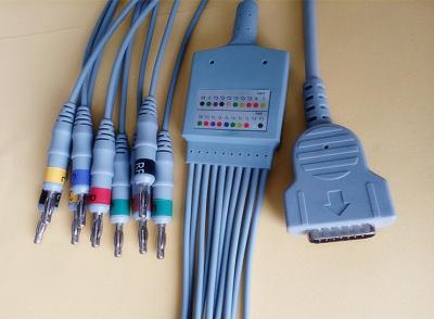 China GE 15 Pin ECG / EKG Cable 10 Leads MAC 1200 MAC 500 Banana 4.0 IEC for sale