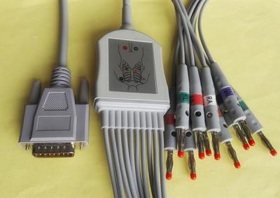 China Nihon Kohden 10 Leads EKG Cable AHA / IEC Red Cap Banana 4.0 With Screw for sale