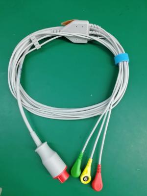 China Bionet ECG Cable 3 Leads Round 8Pin Red Connector With IEC Standard for sale